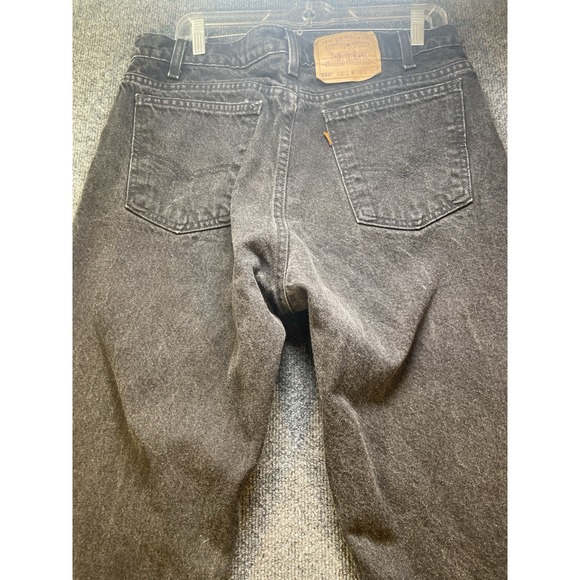 Vintage Levis 550 Jeans Mens 36x32 (32x30 Actual) Black Taper Leg Y2K ORANGE TAB - Picture 3 of 13